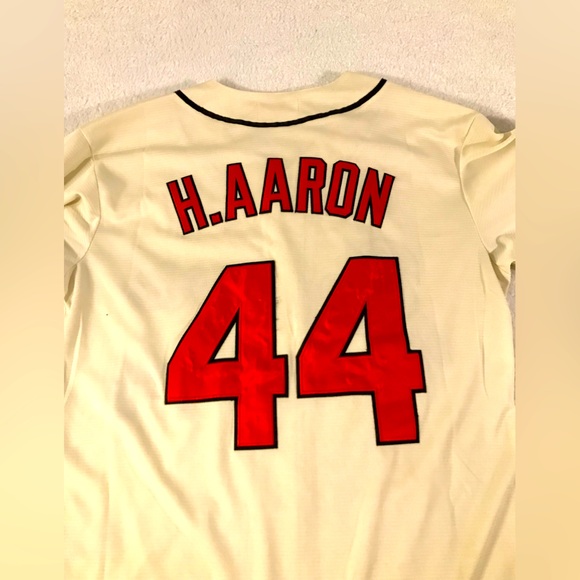 Hank Aaron Mitchell & Ness Cooperstown Classic Baseball Jersey - Picture 3 of 9
